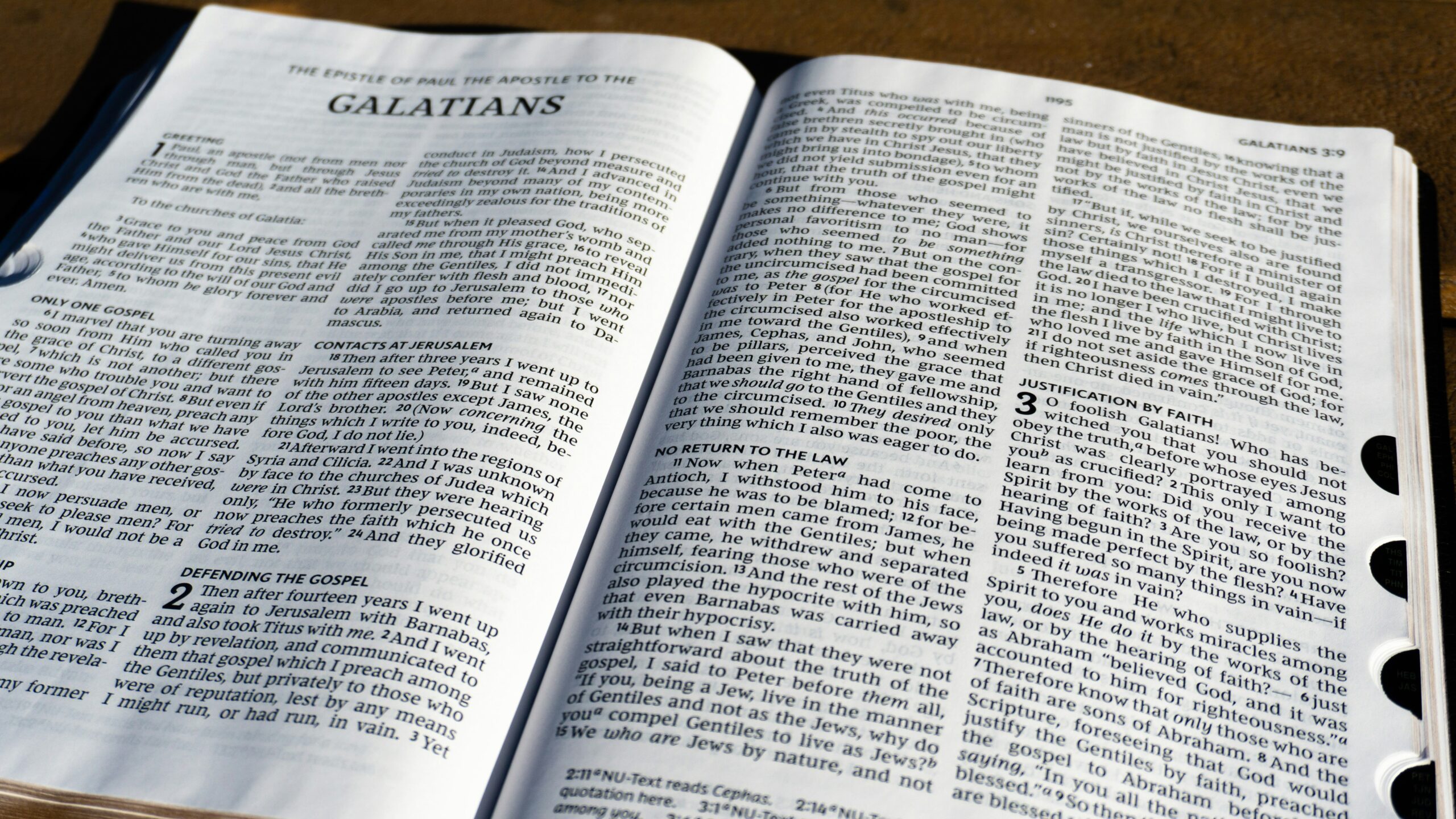 Bible open to galatians